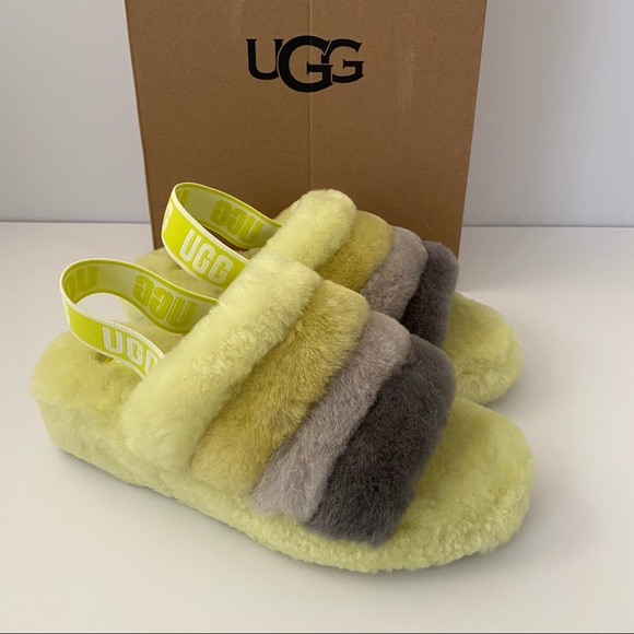 New UGG Fluff Yeah Slippers Sulfur Multi 7 - Picture 2 of 7
